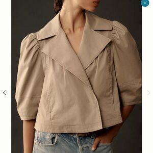 Maeve Beige Puff Sleeve Blazer Jacket XS New